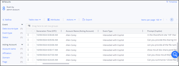 検出ポリシーを作成して、Copilotのアクティビティを検出して警告。